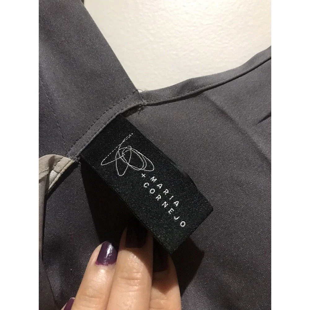 EUC ZERO + MARIA CORNEJO Silk Asymmetrical Maxi Dress Sz 4 - Picture 5 of 7